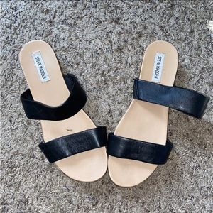 Steve Madden Women's Size 11 Annette Black Leather Upper Clogs ANNE02S1 preowned